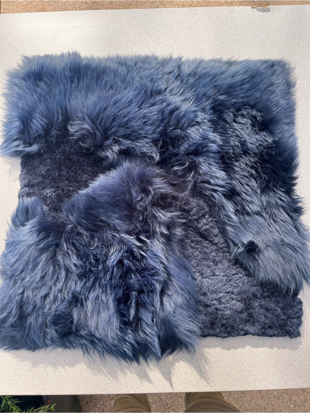 CB2 - Brand New : Blue Sheepskin Throw Pillow Cover